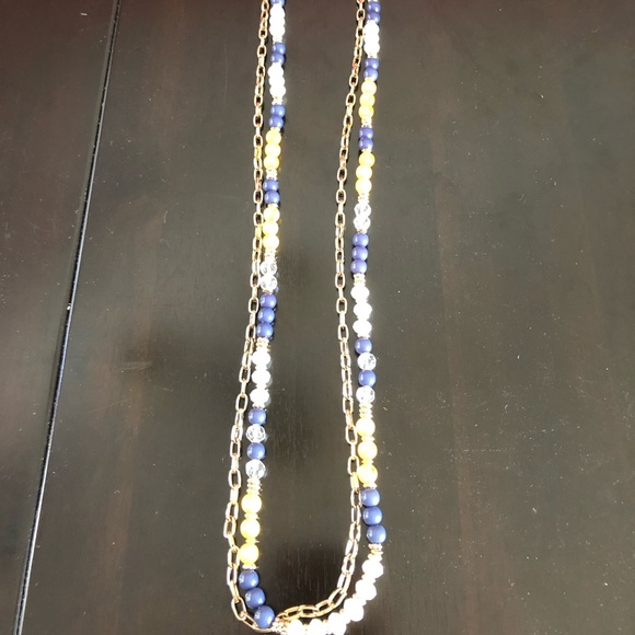 Navy/gold/yellow long necklace - Picture 1 of 2